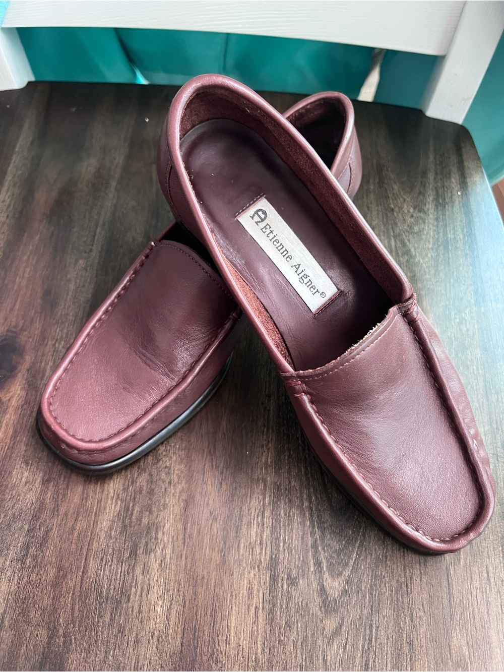 Etienne Aigner Vintage Leather Eden Slip On Loafers Brown Cordovan 6.5M